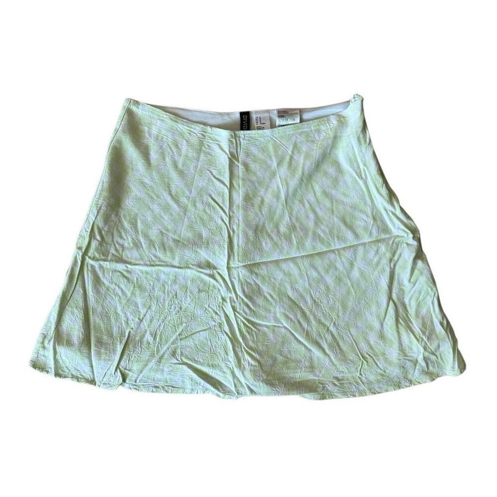 H&M Divided Mint White Gingham Mini Skirt 10
